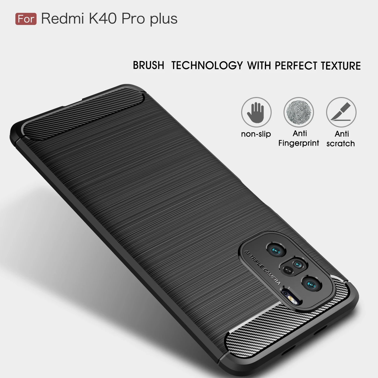 

Luxuriy Phone Case For Xiaomi Redmi K40 Pro Plus Protection Fashion Business Silicone Ultra-thin Carbon Fiber TPU Back Cover