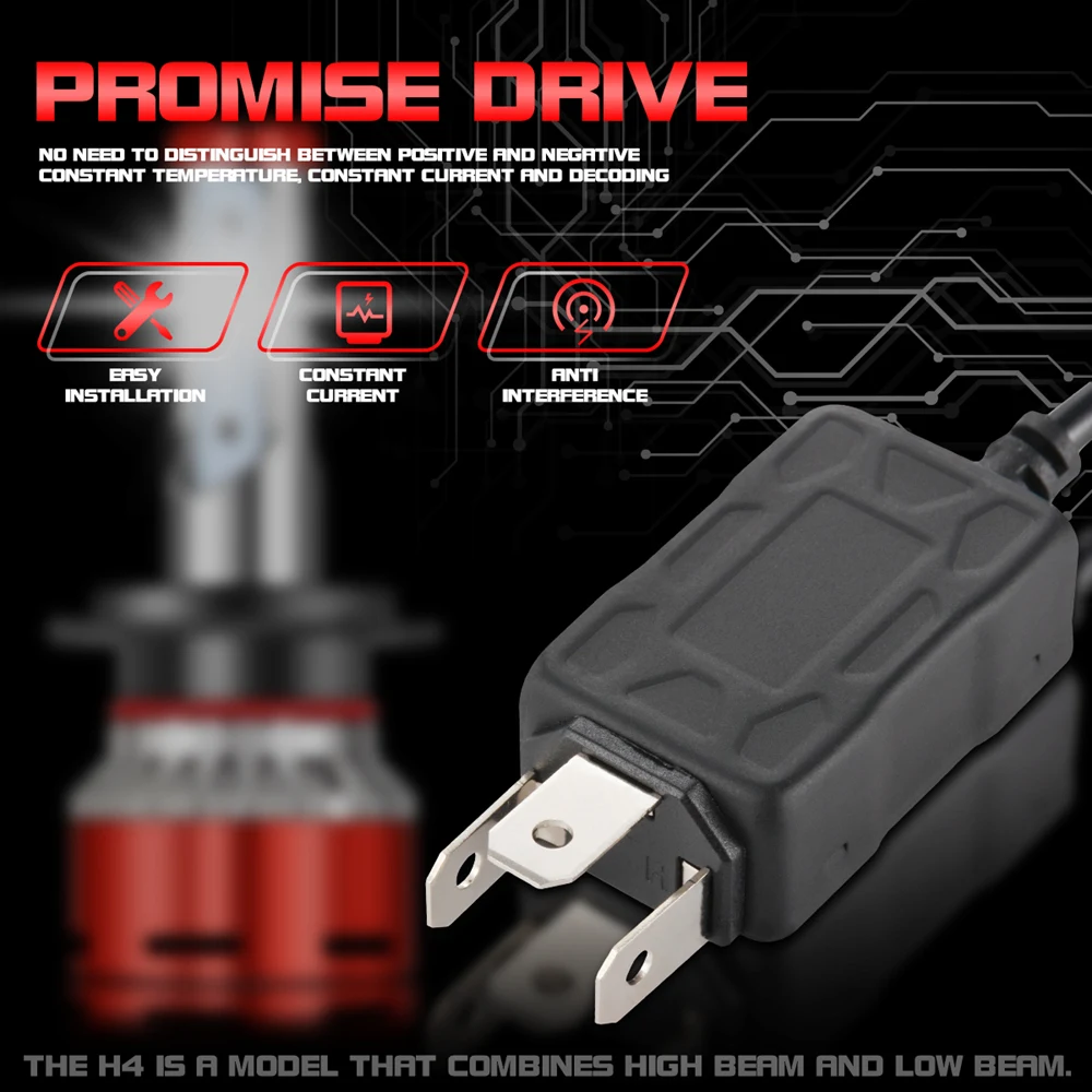 H4 светодиодный фары лампы Conversion Kit 9003 HB2 Hi/короче спереди и длиннее сзади) луч 12000LM