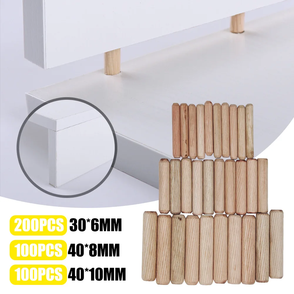 

400pcs/set Beveled Ends Easy Insertion Cylinder DIY Art Supplies Furniture Door Fluted Wood Dowel Tapered Straight Grooved Pins
