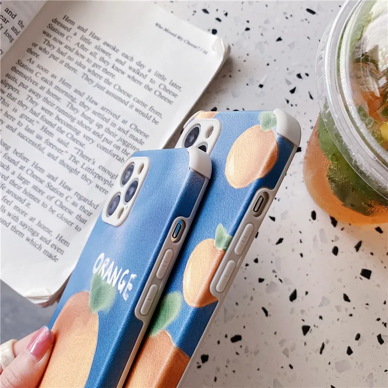 

Oil Painting Fruit Orange Phone Case For iPhone XR 12 mini 11 Pro XS MAX X 7 8 SE 2020 Plus Soft Matte Leather Back Cover Shell