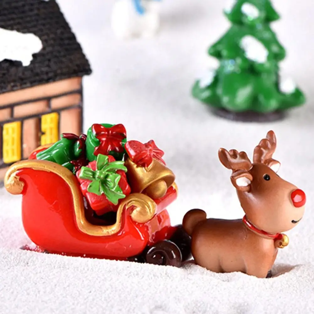 

Christmas Reindeer Dolls Santa Claus Miniature Resin Figurine Collection Home Decoration Ornaments New Year Toys Kid Xmas Gifts