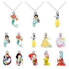 Акриловые ожерелья Disney, мультяшная принцесса жамина, анимационная форма, кулоны, ожерелье для девушек из эпоксидной смолы, ювелирные изделия для вечервечерние ужина FGZ67