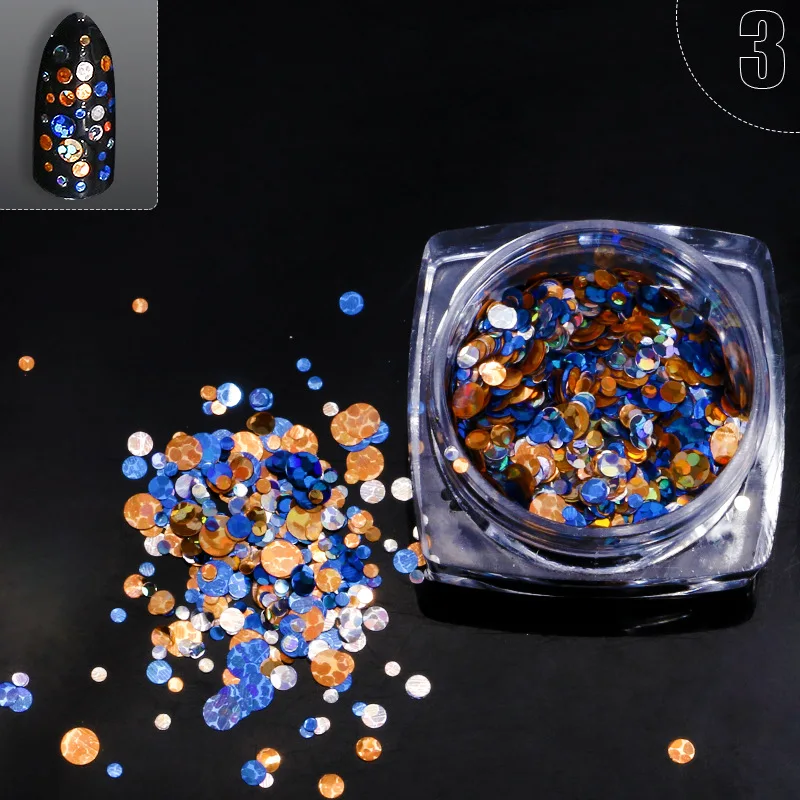 

12Jars/lot Mixed Round Glitter Rainbow Dots Sequins Large Glitter Nail Art Iridescent Glitter Sequins Nail Art Crafts Decoration