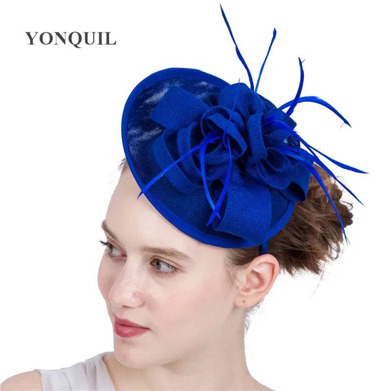 

Royal Blue Fascinators With Headbands Headwear For Womens Party Tea Church Hats Female Millinery Classic Hair Accessories SYF171