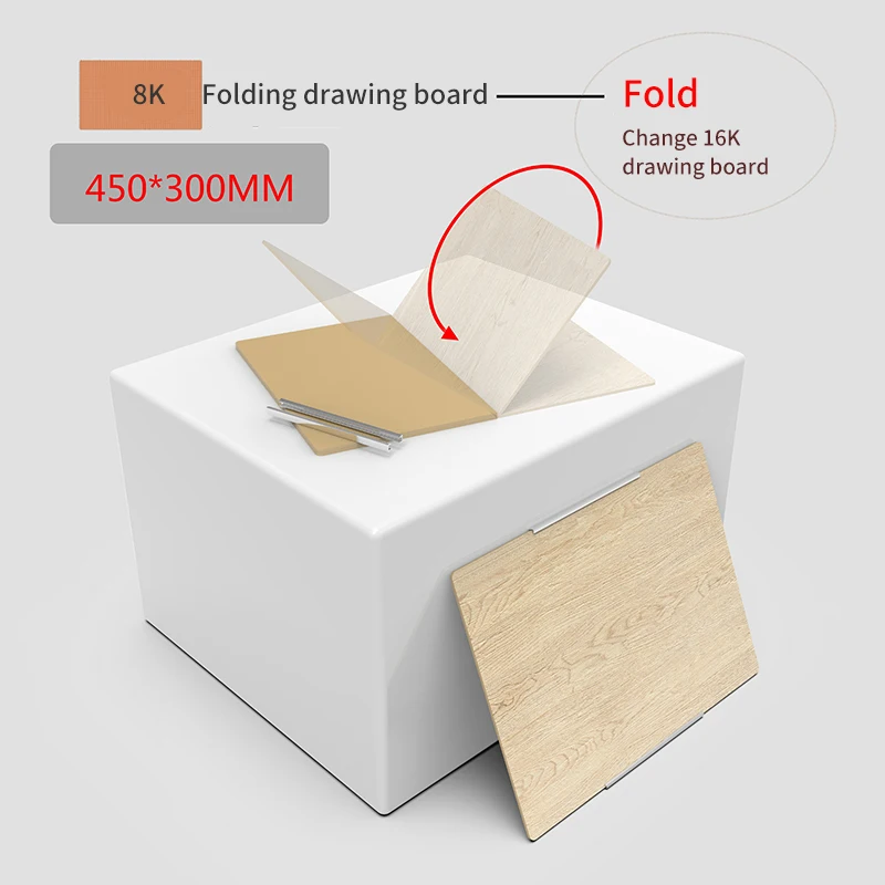 

Foldable Sketchpad 8K Portable Drawing Board Multifunctional Sketching Easel Art Painting Tools Solid Wood Oil Painting Board
