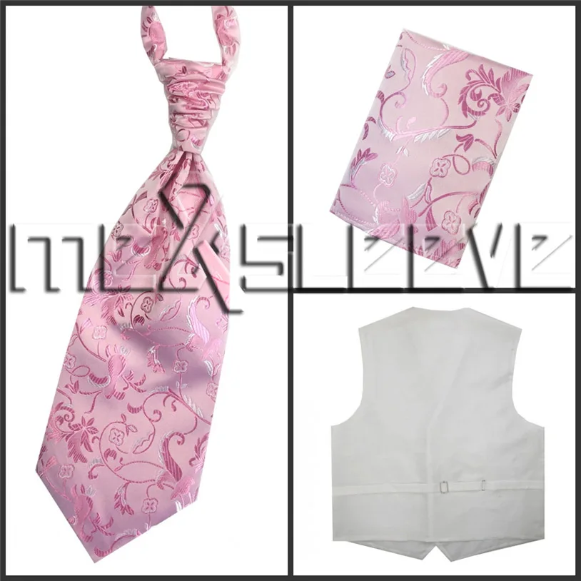 free shipping man's flower tailored tuxedo waistcoat set(vest+ascot tie+handkerchief