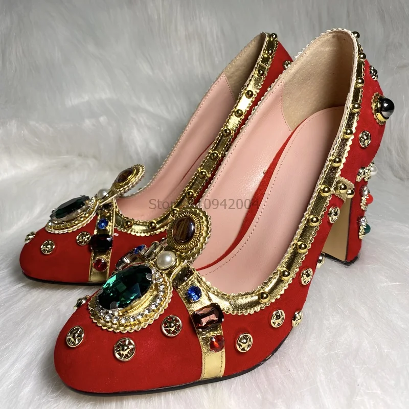 Туфли-лодочки женские на высоком массивном каблуке 6 см замшевые с круглым носком