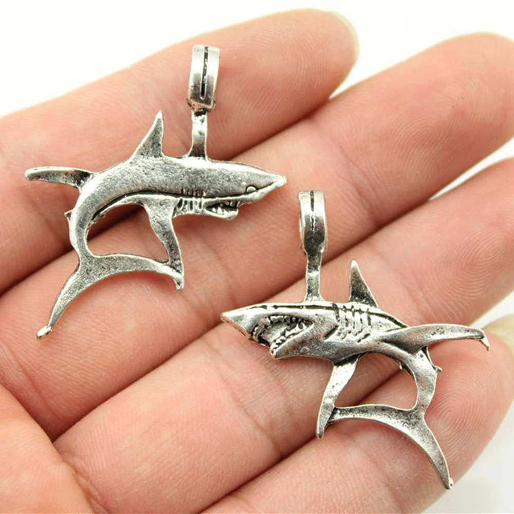 

Pendants for jewelry wholesale 33x38mm Shark charms 4pcs