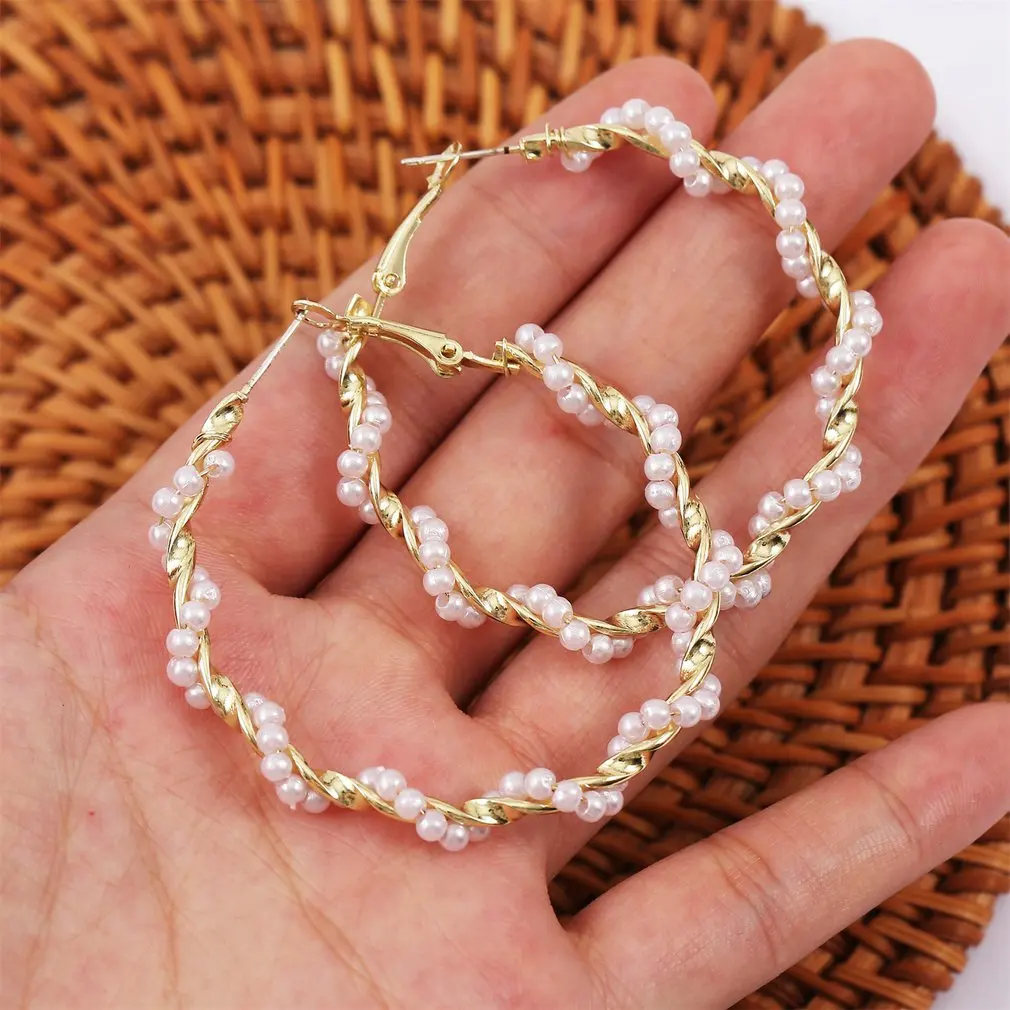 Витые жемчужные серьги-цепочки круглые серьги свадебные Модные женские