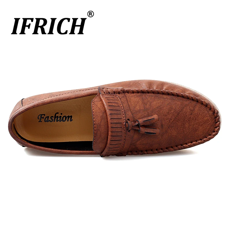 Ifrich/брендовые лоферы; мужские повседневные кроссовки на плоской подошве; мужская повседневная обувь; Мягкие Мокасины для вождения ручной работы; мужские черные лоферы с кисточками