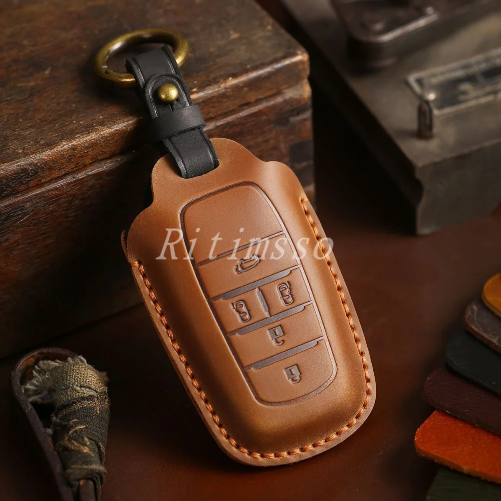 

Leather Car Key Cover Case 5 Buttons for Toyota Alphard Vellfire 30 AH30 2016~2020 2019 Keychain Ring Accessories