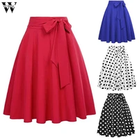 womail skirt women 2020 summer elegant a line pleated skirt with belt korean red high waist knee length midi skirt jupe female p