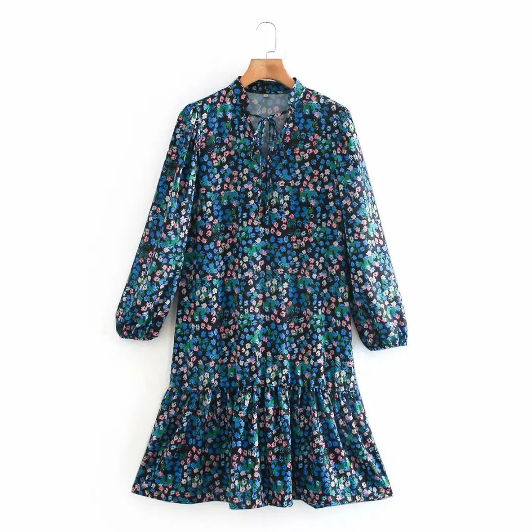 2021 цифровой зеленого цвета с цветочным рисунком в винтажном стиле Сезон лето