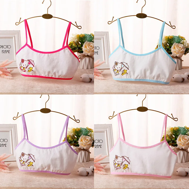 4PCS Girls' Training Bra-Cute Breathable Cotton Wrapped Chest Suitable for Developmental Little Girls (8-14 Years Old) | Детская