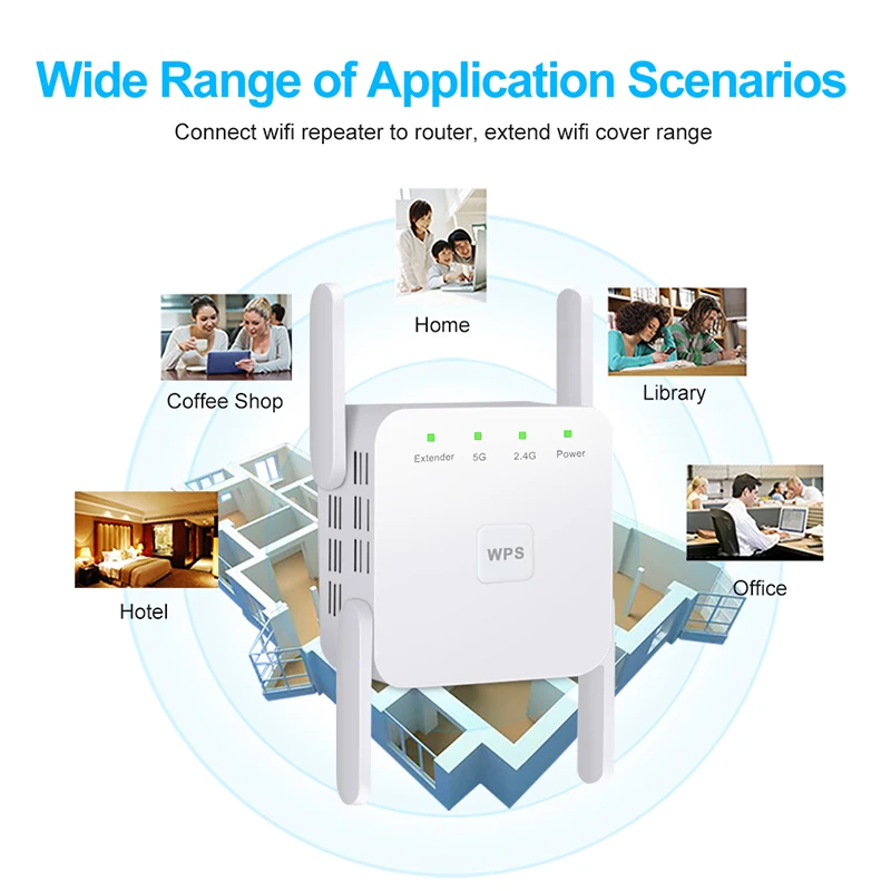 5Ghz Wireless WiFi Repeater 1200Mbps Router Wifi Booster 2.4G Wifi Long Range Extender 5G Wi-Fi Signal Amplifier Repeater Wifi