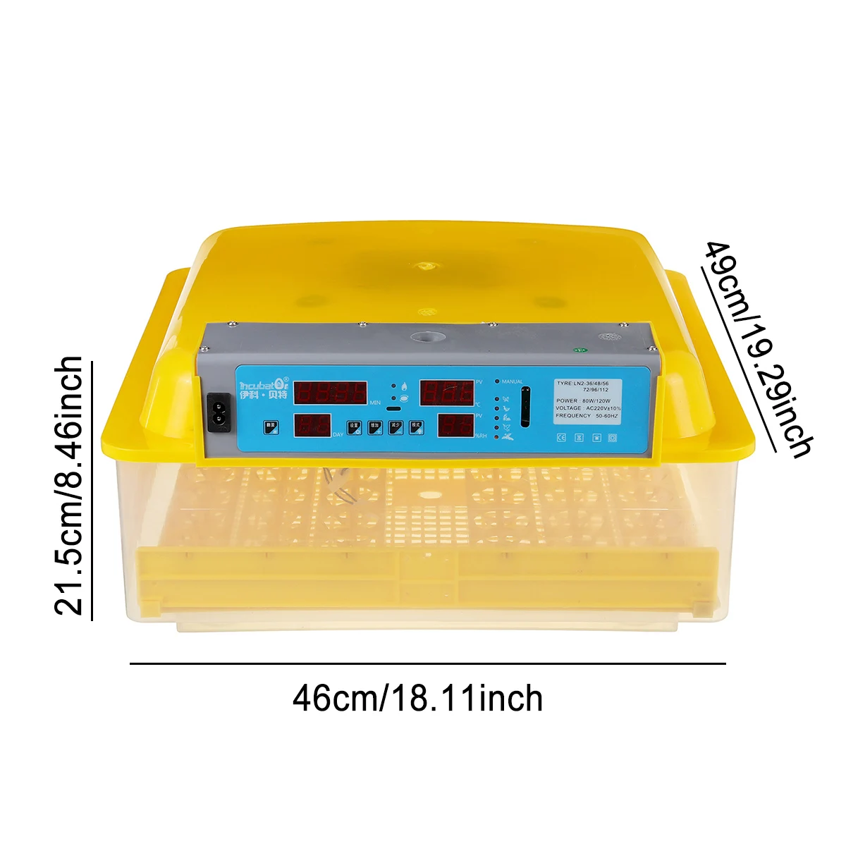 

220V Egg Incubator Full Automatic Brooder Turning 48 Eggs Large Capacity Temperature Display Hatchery Machine For Poultry