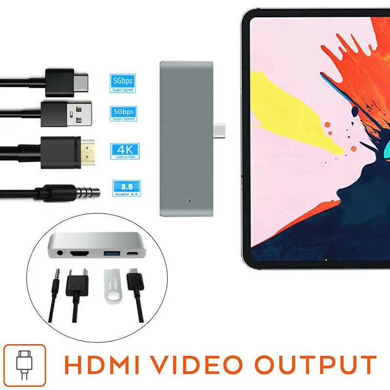 USB C концентратор Тип адаптер 3 5 мм гарнитура 4k HDMI PD ключ для iPad Pro US1 | Компьютеры и