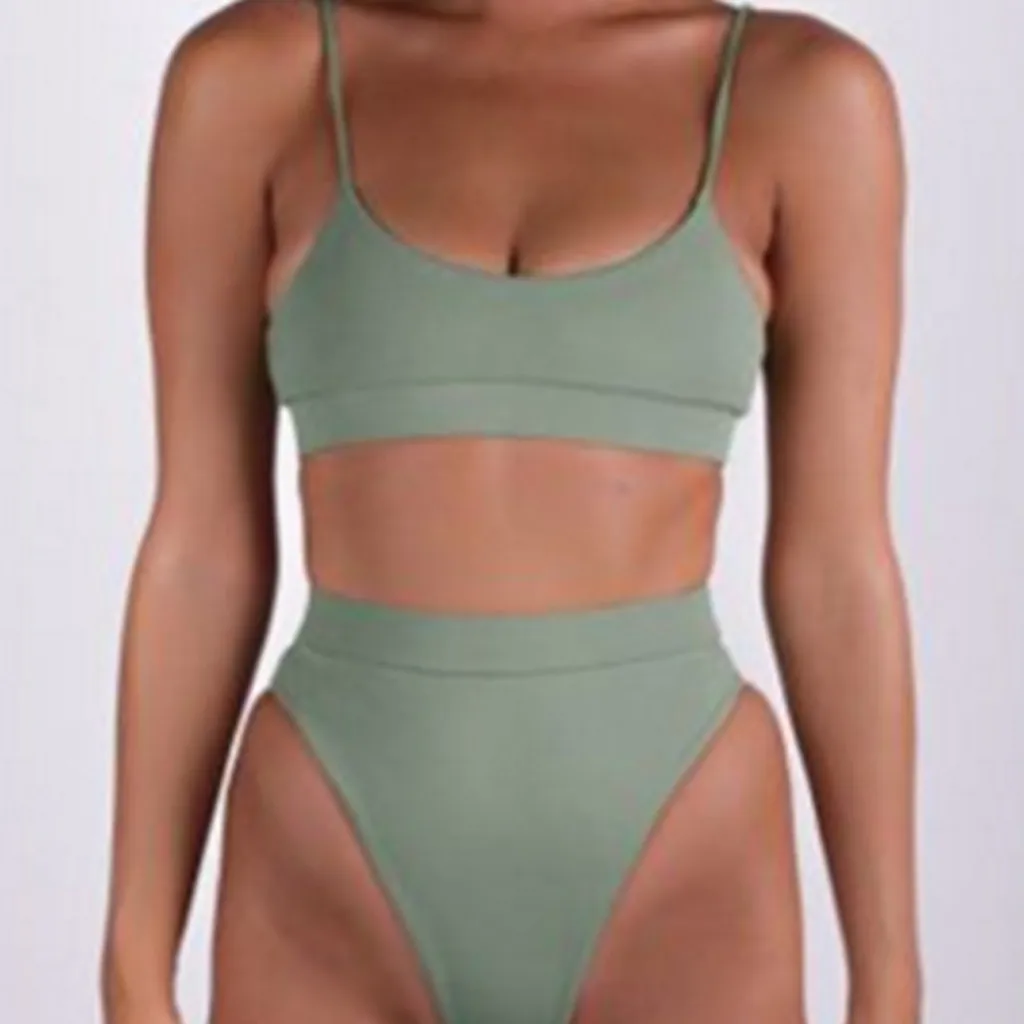 

SAGACE Women Swimsuit Sexy Solid High Waist Brazilian Push Up High Cut Swimming Bathing Suit Beachwear Summer Bikini Sets
