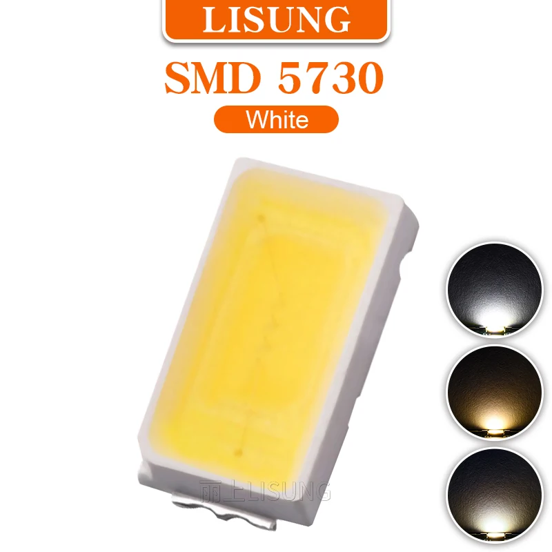 

1000pcs/Bag 3V High Power 0.5W SMD 5730 Led 2800K 4000K 6500K Warm White Light Emitting diode Water Clear LED Light Diode Set