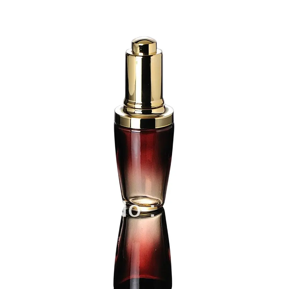 30ML red glass bottle with golden press dropper  for Cosmetic Packaging