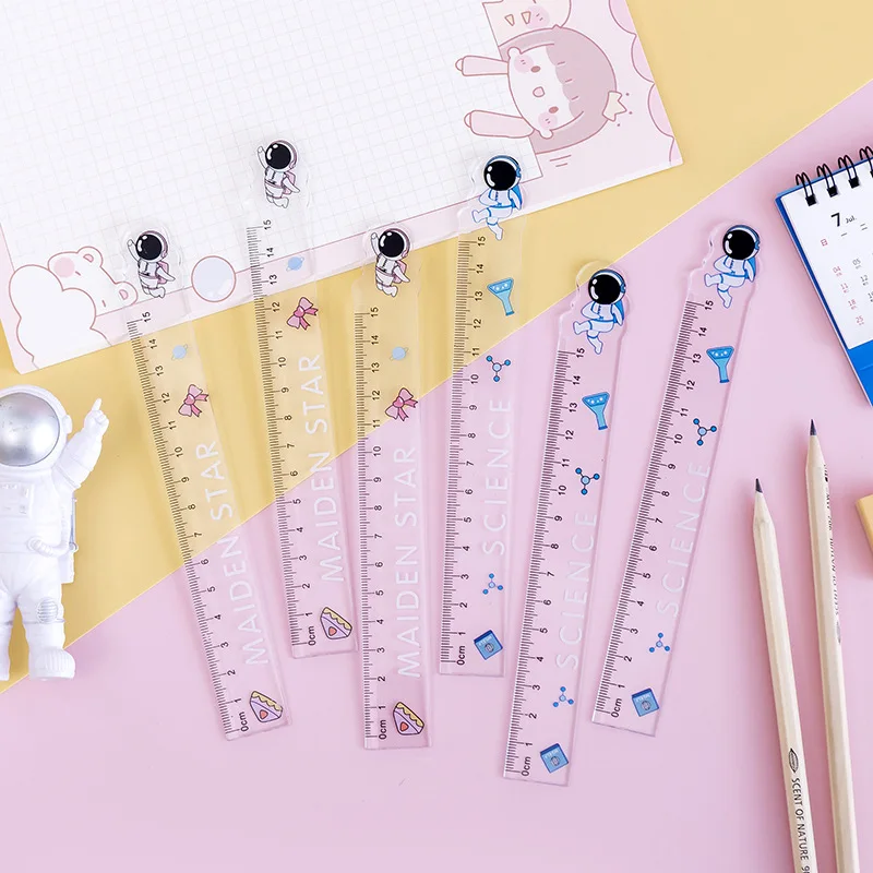 20 cm Cute girl astronaut Ruler Multifunction DIY Drawing Tools Student Rulers School Office Supplies Escolar 1pc random | Канцтовары