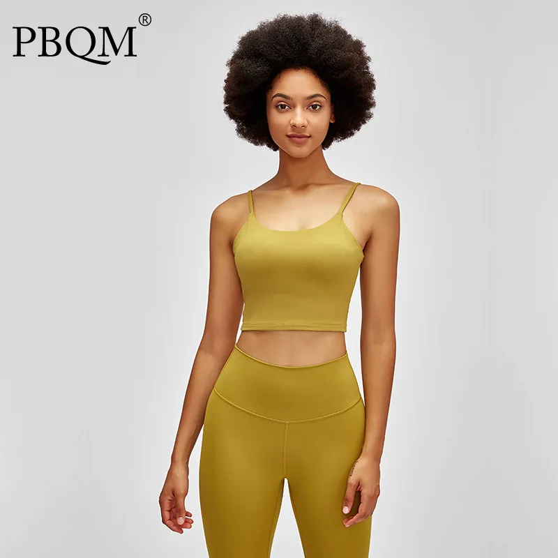 

PBQM 2021 новый жилет для йоги женский бюстгальтер пикантный тонкий пояс для йоги топ с половинным квадратным воротником однотонный дышащий 6t1x