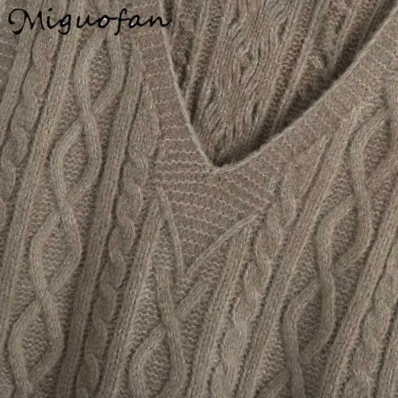 

Miguofan Casual Knitted Short Vest Sweater Women Soft Winter V Neck Elegant Ladies Pullovers Chic Female Solid 2021 New Fashion