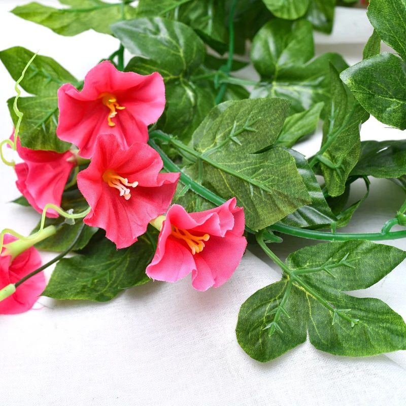 Искусственные листья Утренней славы подвесные лозы Декор яркие из ротанга для