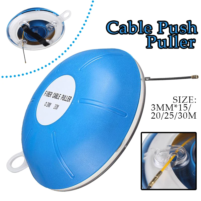 

15/20/25/30M 3MM Glass Fiber Threader Blue Guide Device Fiberglass Electric Cable Push Pullers Duct Fish Tape Wire Reel Puller