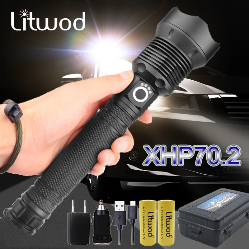 Светодиодный фонарик XHP70.2 самый мощный XLamp usb Zoom тактический фонарь 18650 или 26650