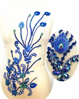 royal blue bodice rhinestone applique blossom beaded sequins wedding dress glitter diy sewing patches