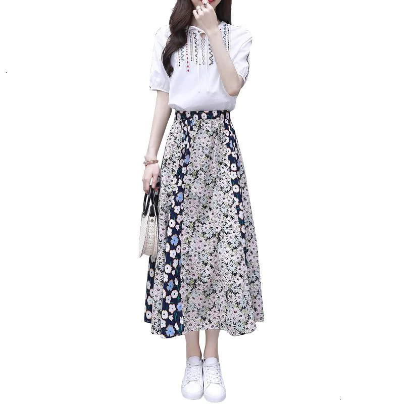2019 дамы лето 2 предмета с высокой посадкой Лидер продаж юбка для девочек вышивка
