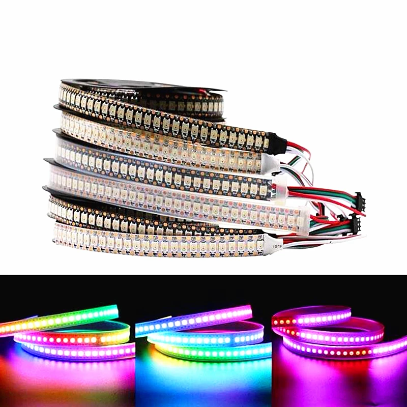 

DC5V WS2812B 0.5m/1m/2m/3m/4m/5m 30/60/144 pixels/leds/m Smart led pixel strip,Black/White PCB,WS2812 IC,IP30/IP65/IP67