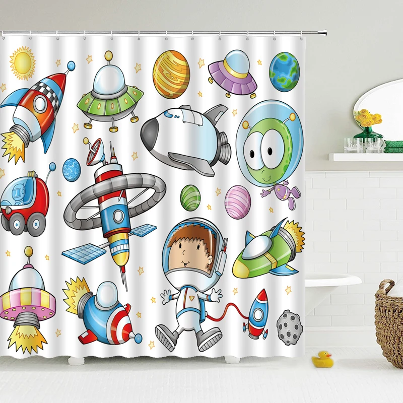 Мультяшная детская занавеска для душа водонепроницаемая ванной мальчика