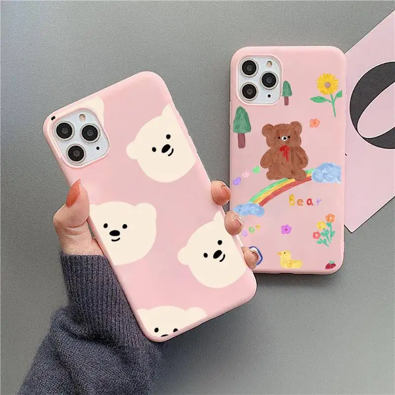 

cute Cartoon Bear Phone Case Candy Color for iPhone 6 6S 7 8 11 12 XS X SE 2020 XR mini pro Plus MAX mobile bags