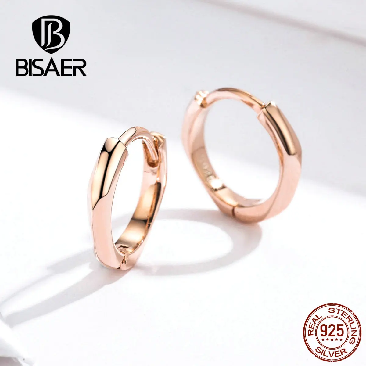 Женские классические серьги гвоздики BISAER из стерлингового серебра 925 пробы с