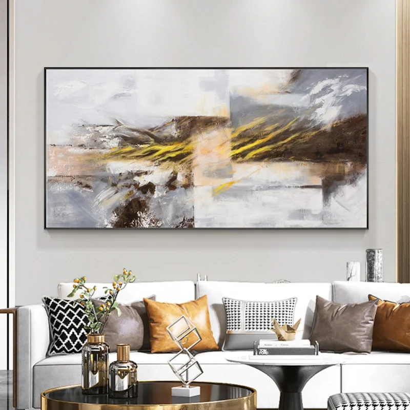 

The Living Room Wall Restaurant Entra hand-painted Decorative Painting Modern And Simple Horizontal Version Of Abstract Painting