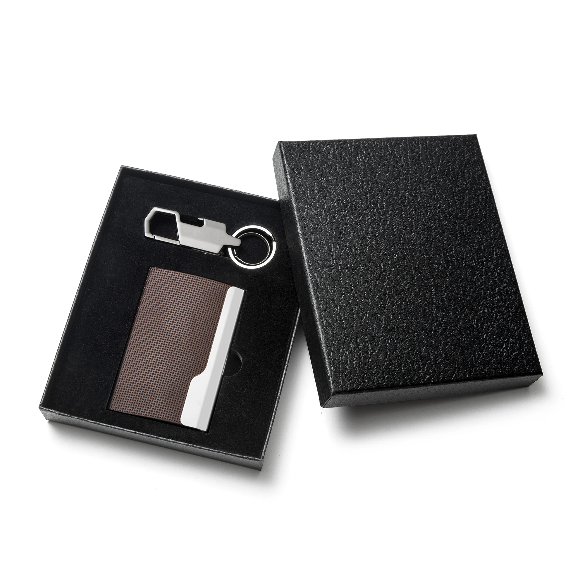 

Bycobecy 2021 New RFID Card Wallet Set Men Aluminum Magnet Card Holder Mini Key Holder Simple Card Case Key Wonderful GiftBox