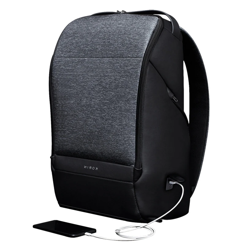 KORIN Design Flexpack Anti-Theft Backpack Men's Travel Bag USB Rechargeable Laptop Backpack 15.6-Inch Youth School Bag