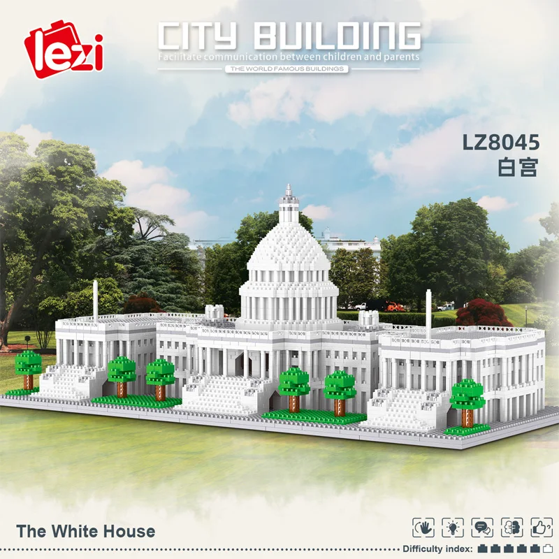 

World Architecture Mini Building Blocks The White House 3D City Model DIY Diamond Blocks Bricks Toy for Children Gifts 8045