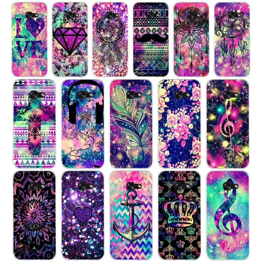 25AA Crown Diamond feather Soft Silicone Tpu Cover phone Case for Samsung A3 A5 A7 A8 2016 2017 2018 A50