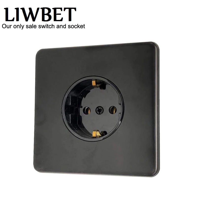 Настенная розетка европейского стандарта 16 А и черная панель питания настенная