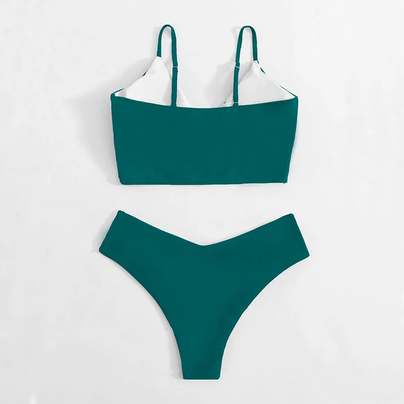 

Solid Sports Bikini Set Tankini Swimsuits Women 2021 Sexy High Waist Bikini Push Up Brazilian Swimwear Women Separate Beachwear