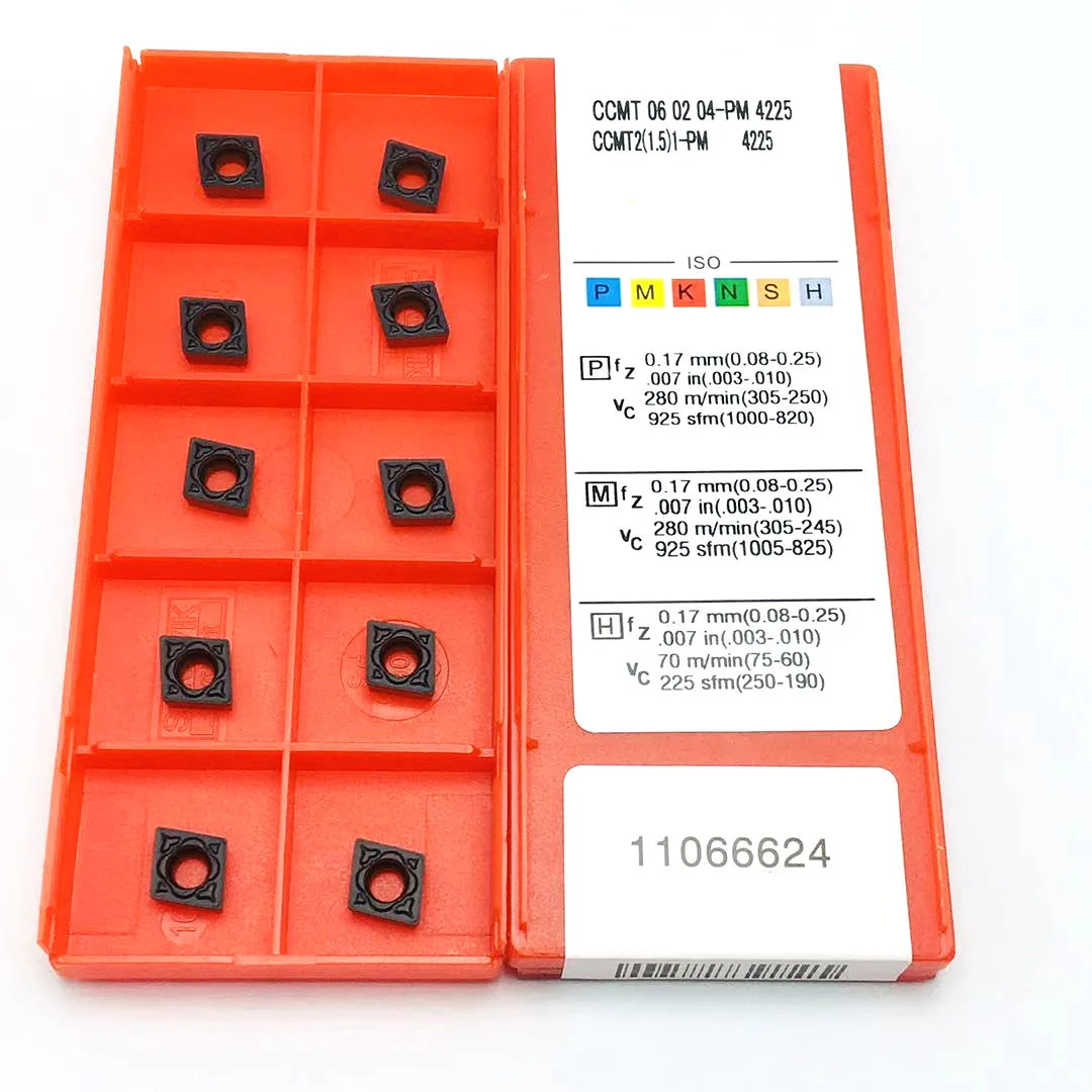 

10 шт. высококачественный внешний токарный инструмент CCMT060204 PM 4225, оригинальный токарный инструмент для металла, токарный станок с ЧПУ CCMT 060204 ...