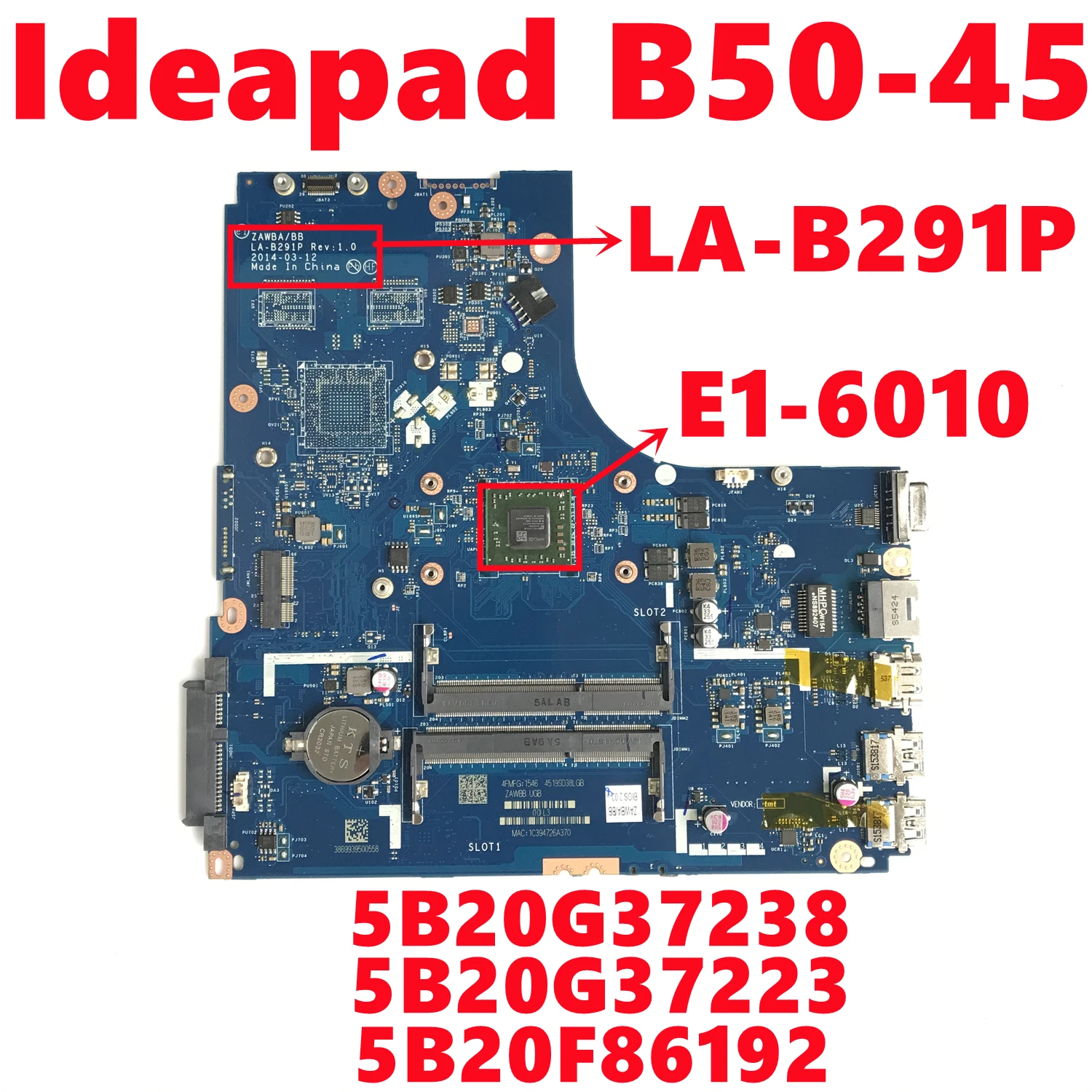 5B20G37238 5B20G37223 5B20F86192 для Lenovo Ideapad B50-45 материнская плата для ноутбука ZAWBA/BB LA-B291P с зеркальным процессором 100% Полная проверка