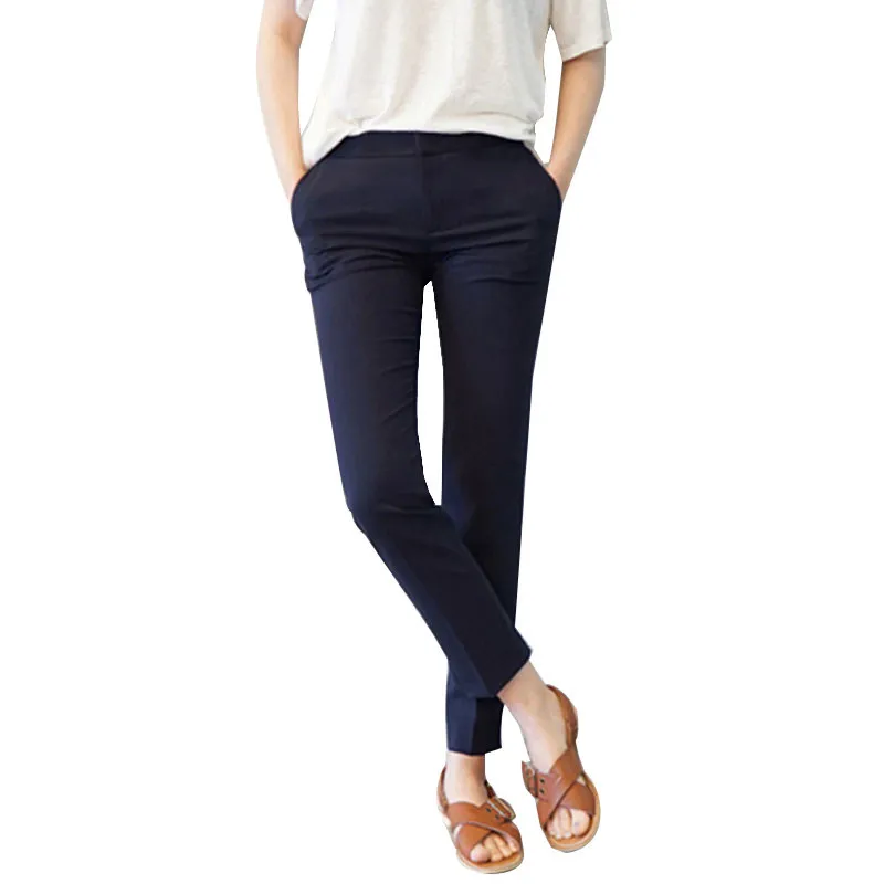 

straight tube loose nine point student's drooping feeling shows thin Korean smoke tube small foot ol professional pants