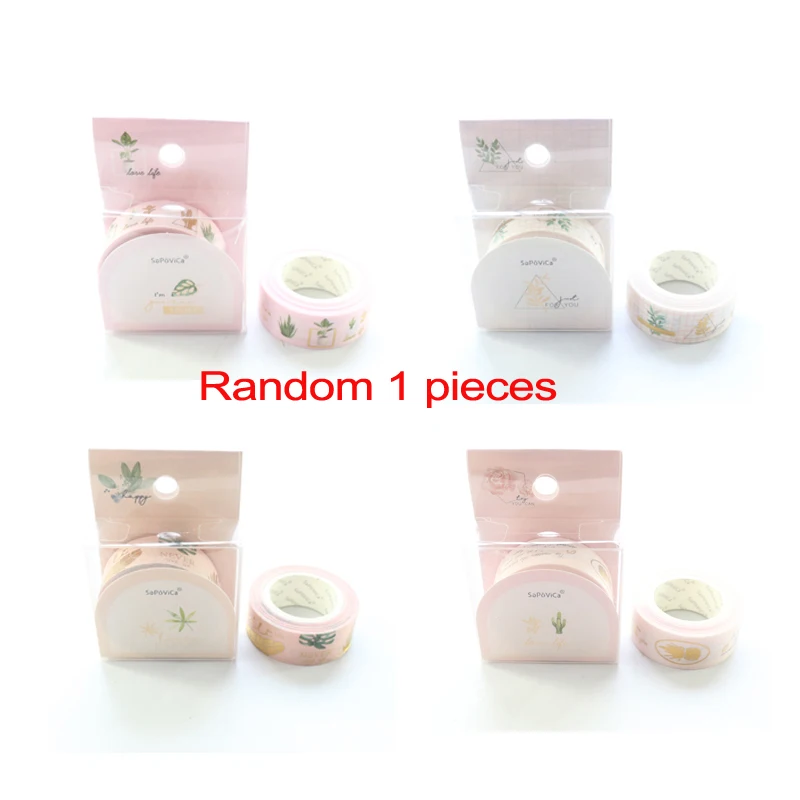 flower random 1 pcs Domikee милый карамельный золотой фольги японский Васи Рулон Ленты kawaii школы ребенок декоративные Скрапбукинг Ремесло дневник Маскировочная лента 15 мм* 5 м - Цвет: flower random 1 pcs
