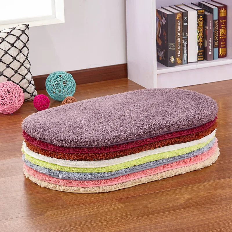 Soft Water Absorption Bath Mats Toilet Floor Doorway Rug Thick Carpets Non-slip Bathroom Mats Memory Foam Bath Rug Ellipse Mats