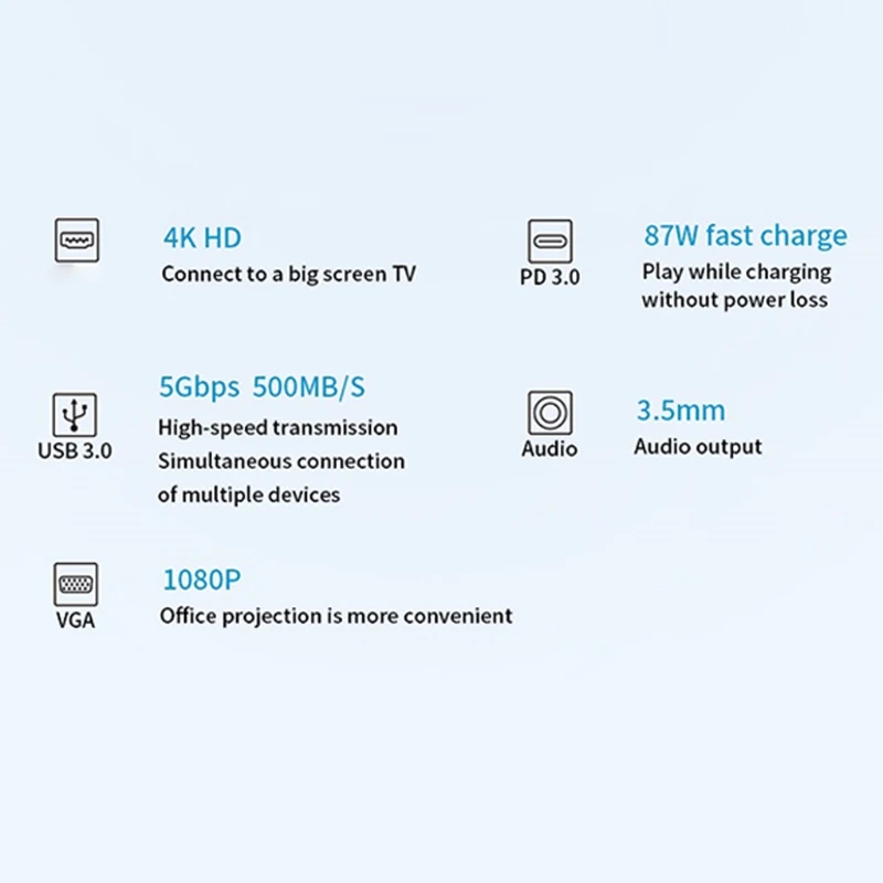 

5-1 многопортовый адаптер концентратор для macbook Pro/air Hdmi-совместимый 4k выход VGA USB 3,0 порт USb C s 5 Гбит/с высокая скорость
