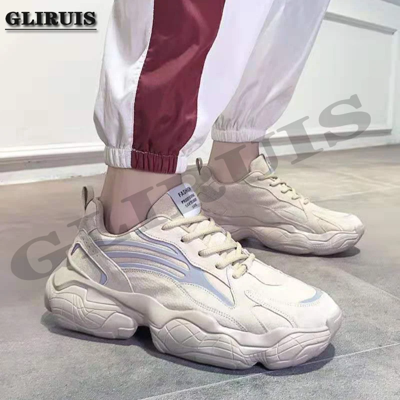 

Кроссовки мужские со светоотражающими вставками, модные трендовые универсальные спортивные теннисные туфли, Повседневная дышащая несколь...